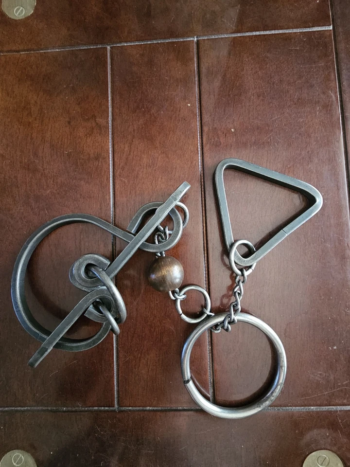 Tucker-Jones House Patience Tavern Puzzle Hand Forged Iron with Wood Stand - Image 2 of 4