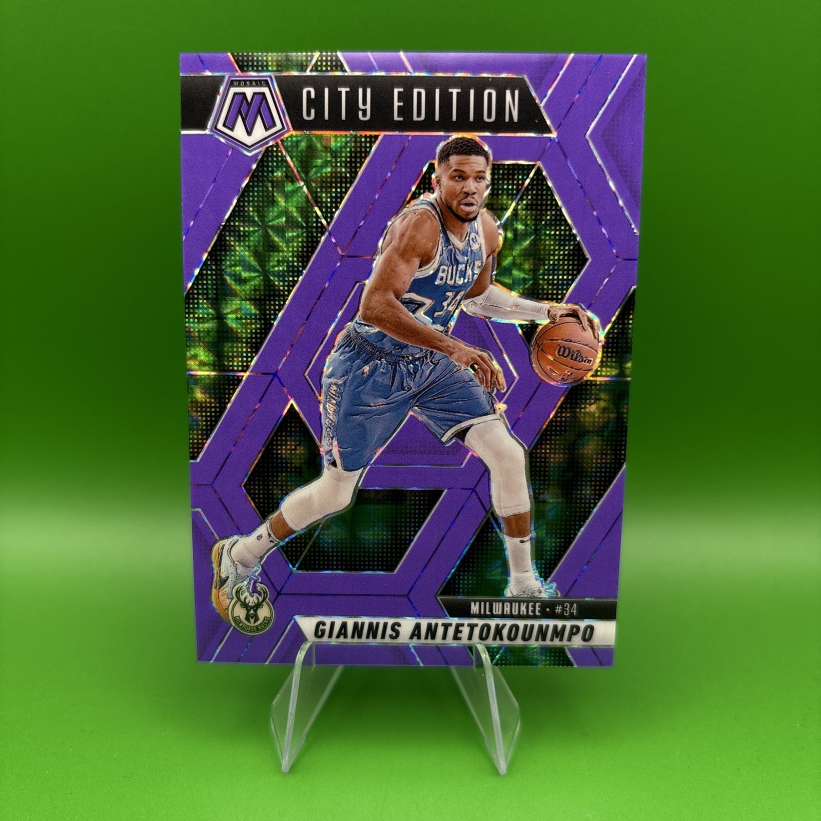 2024-25 Mosaic GIANNIS Antetokounmpo #/249 PURPLE Fluorescent CITY EDITION Bucks