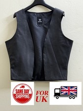 Genuine Leather Bar Vest Sexy Fetish Shirt Bluff Roleplay WaistCoat Vest UK