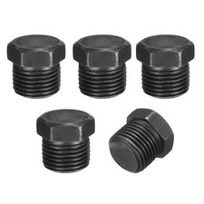 1/2 PT Male Outer Head Hex Thread Socket Pipe Plug Fitting, 5Pcs, Black