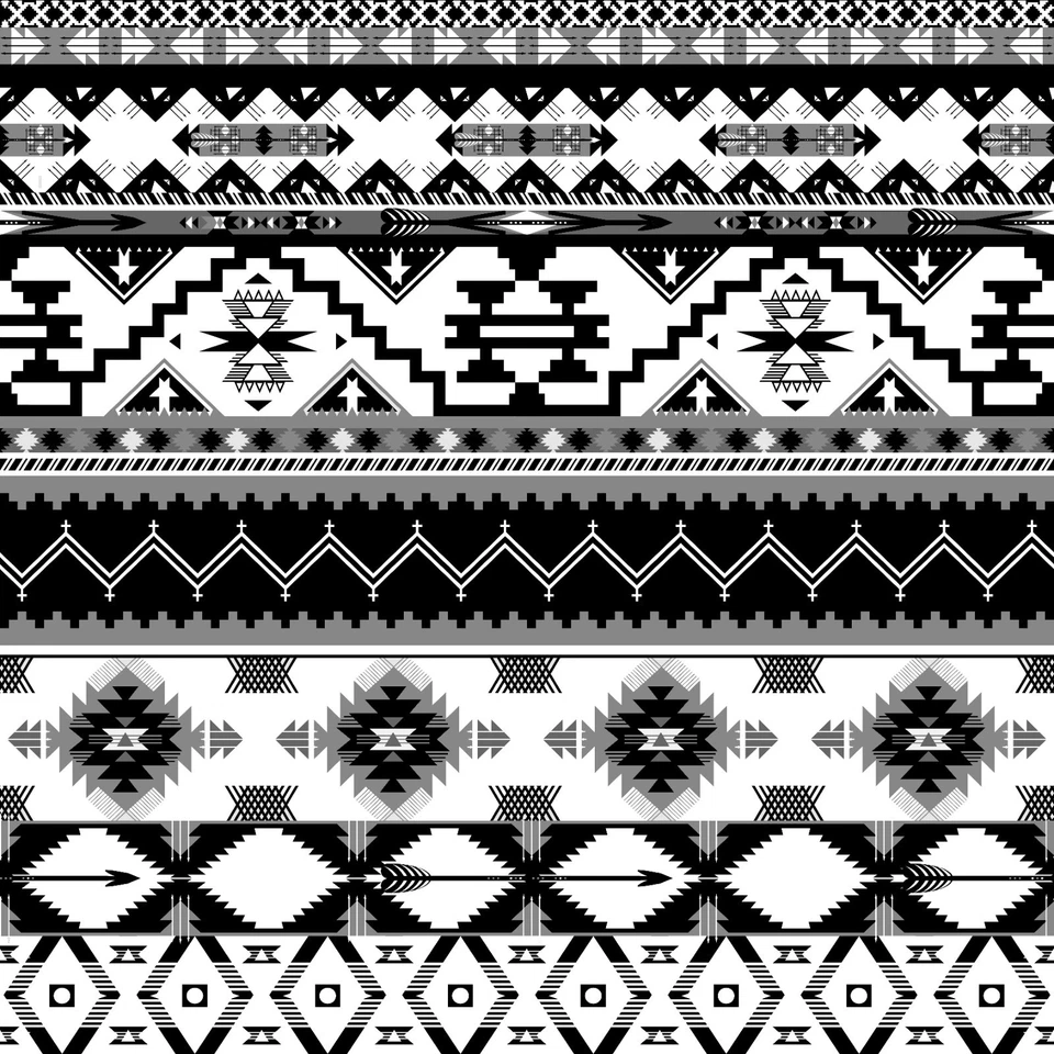 Cortina de Ducha Estampado Azteca Tribal Suroeste, Blanco y Negro Geométrico Boho Foto 4 de 4
