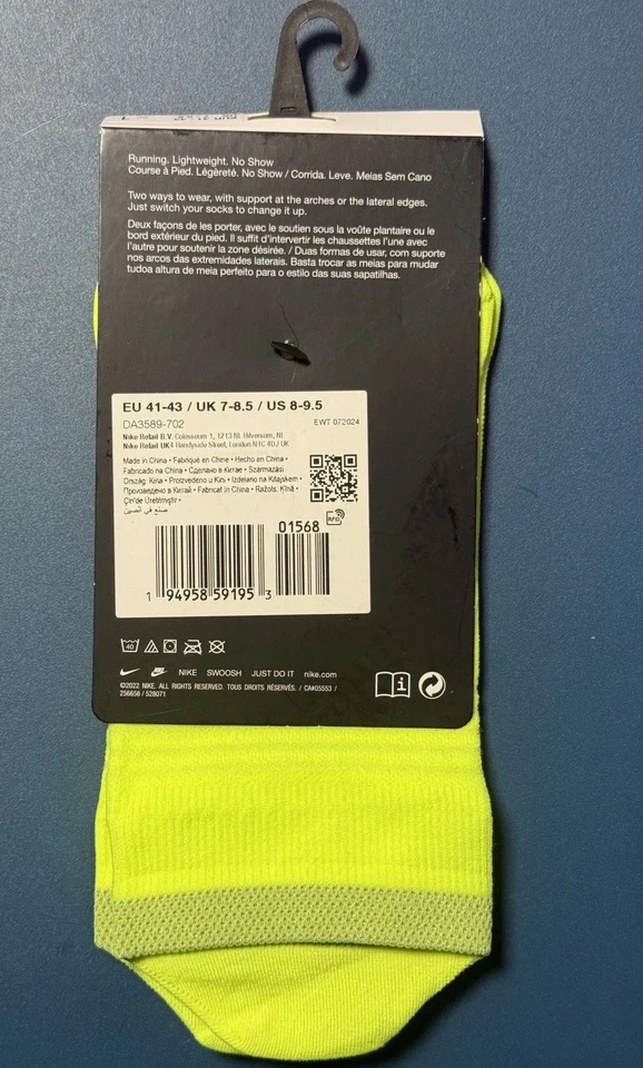 Nike Spark Lightweight Green No Show Running Socks UK 7-8.5  DA3589-702 - Image 2 of 4