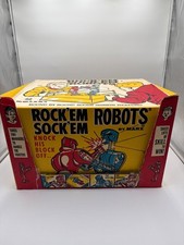 Vintage ROCK 'EM SOCK 'EM ROBOTS Marx Original Box Rare Cyan Blue Insert 1966