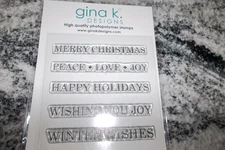 Gina K Designs "Seasoned Greetings"  Poly Stamp Set of  5 New
