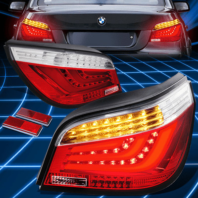 For 04-07 BMW 5 Series E60 4Dr 3D LED Amber Signal Tail Brake Lights Replacement