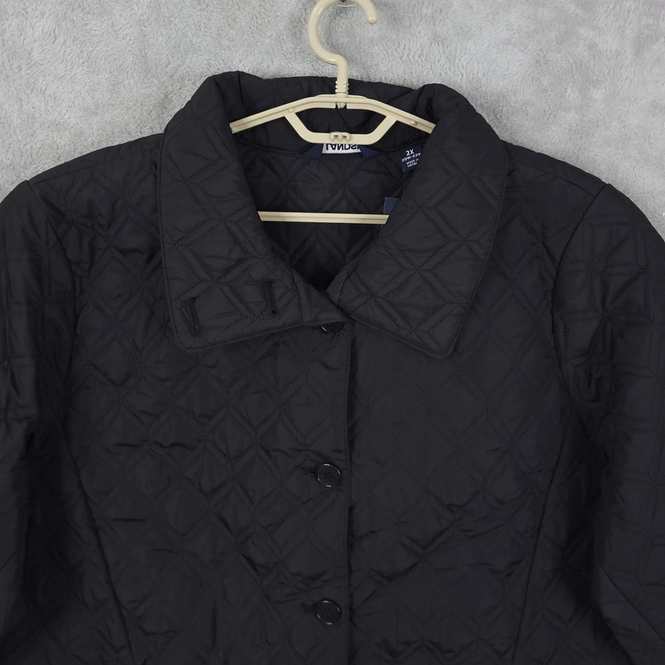 Chaqueta Lands End Mujer Negra Talla 2X Primaloft Acolchada Embalable Botones Bolsillos Foto 3 de 4