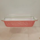 Vintage PYREX 575 B Pink Scroll 2 Qt Rectangle Casserole Dish with  550-C Lid
