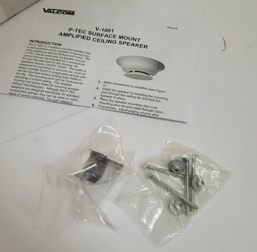 Valcom V-1001 P-Tec Amplified Ceiling Speaker Paging Intercom ~ NEW SEALED! - Afbeelding 9 van 10