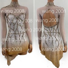 Ice Figure Skating Dress Rhythmic Gymnastics Twirling Competition white dyeing