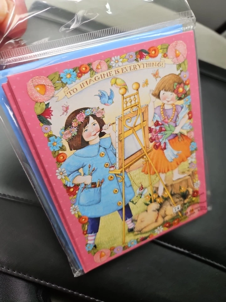Mary Engelbreit 8 Blank Note Cards & Envelopes To Imagine Is Everything Glitter Foto 2 de 3