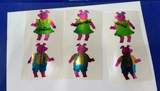 VTG Hambly Studios Foil Stickers Mr And Miss Pig Pink Green Reflective Lot Of 3