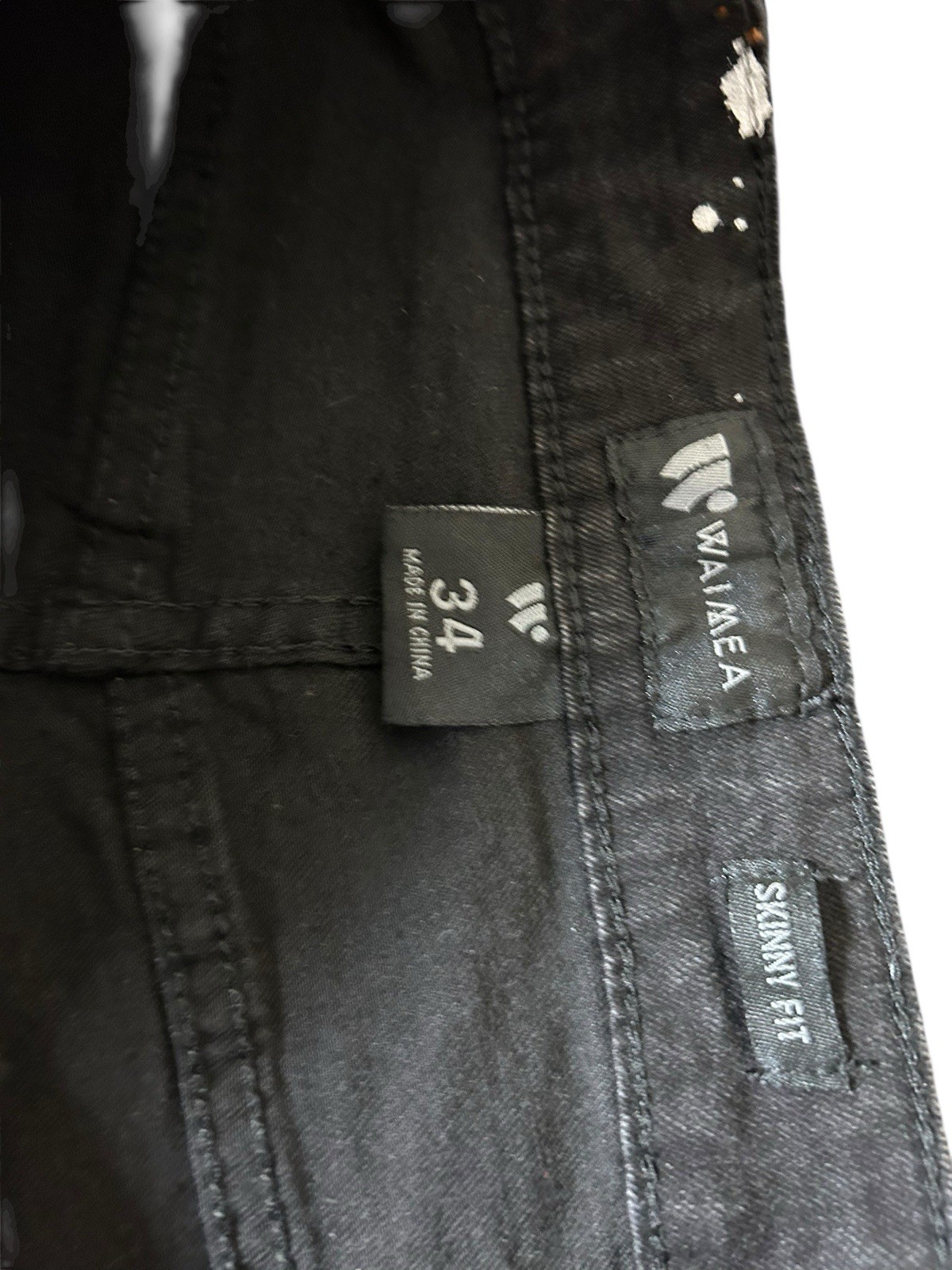 Waimea Distressed Patchwork Paint Splatter Jeans … - image 2