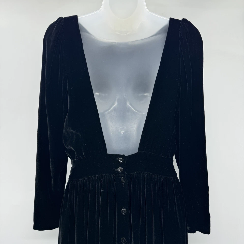 Vestido De Colección Eileen West Terciopelo Espalda Abierta Talla 6 Negro Evento Formal Seda Glamour Foto 4 de 4