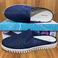 JSPORT Women's Floral Cutout Lightweight Slip-On Mule  Navy  Sizes  Condition