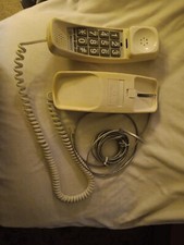 Vintage White Push Button Phone Wall Mount Desk Bell South Trimline Works