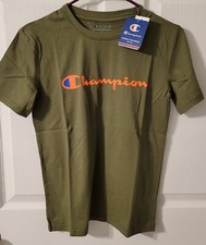 CHAMPION Boy's Logo Short Sleeve T-shirt Size Large, Color Green