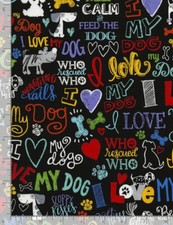 I Love My Dog Fabric By The Yard Dogs Rule Black Cotton Timeless Treasures