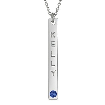 Sterling Silver Handmade Vertical Personalised Bar Necklace with