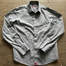 UNTUCKit Shirt Mens Blue Button Down Long Sleeve Slim Fit Solid Wrinkle Free EUC
