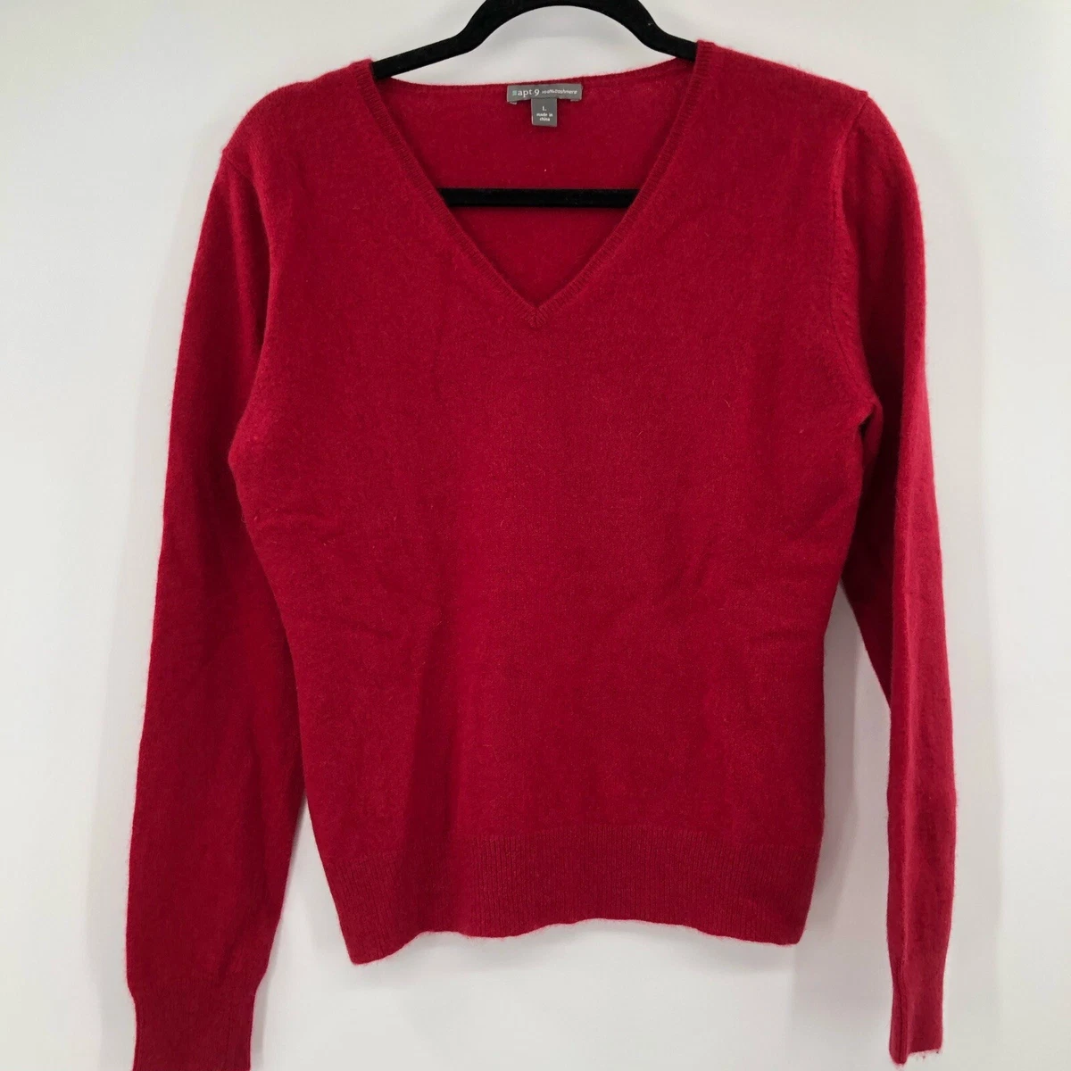 APT. 9 Women s Red 100 Cashmere Sweater Size Large eBay