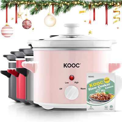 Small Slow Cooker 2-Quart Free Liners Included for Easy Clean-up Upgraded Cer...