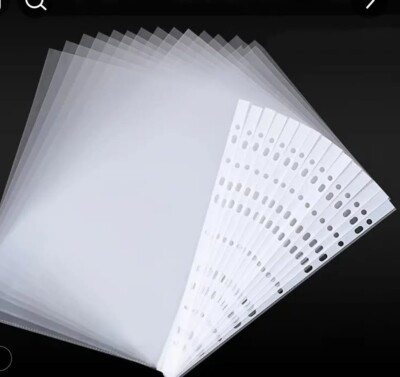 60x A4 Clear Plastic Punched Pockets Sleeves Folders Ring Binder Filing Wallet