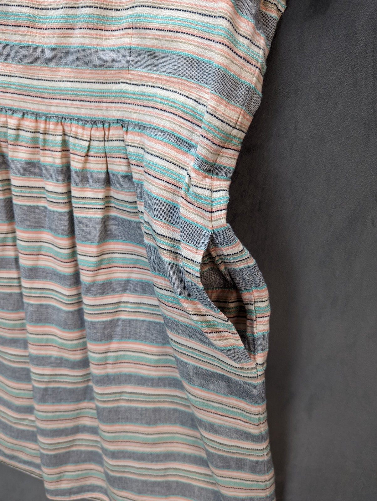 Fat face Smock Dress Size 18 100% Cotton Woven Multicolour Stripe With Pockets image 8