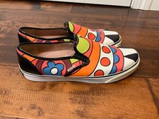 RED Valentino Multicolor Leather Geometric Print Slip On Sneakers, Size 11 | 41