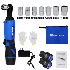 3/8'' 90° Electric Cordless Right Ratchet Angle Wrench Tool +Lithium Ion Battery