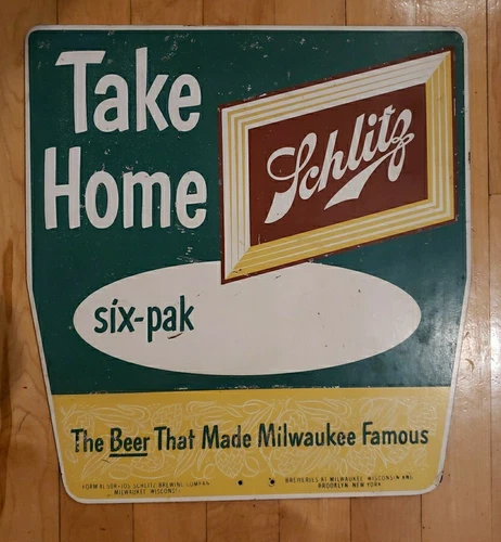 1950s Vintage Schlitz Beer Take Home Advertising Sign 14x15 🍺🍺🍺
