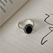 925 Sterling Silver Genuine with Black Onyx Oval Handmade Women Ring