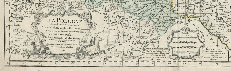 Mapa antiguo "La Pologne" (Polonia) Buache, 1780 Foto 3 de 4