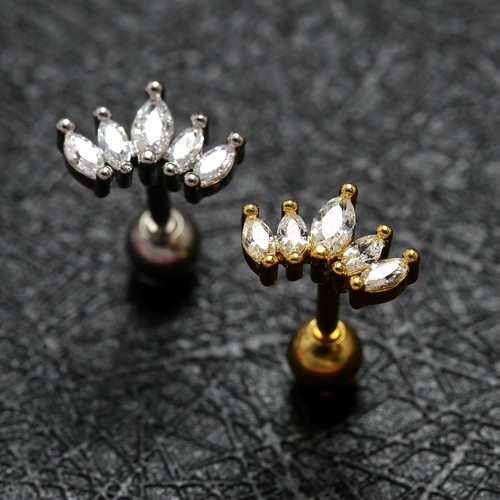 Gem Crystal Ear Cartilage Helix Ring Bar Stud Ear Cuff Climber Piercing Earring - Picture 45 of 268