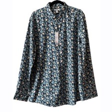 Bar III Slim Fit Tropical Hibiscus Blue  Green Dress Shirt Men  s Size XL