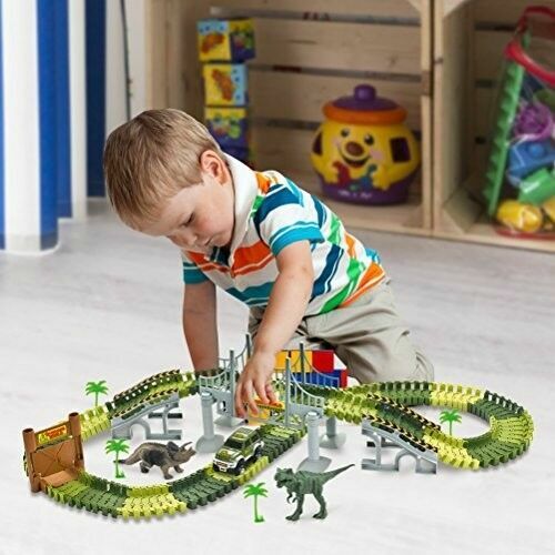 Race Track Dinosaur World Bridge Create A Road 142 Piece Toy Car & Flexible Toys - Picture 6 of 7