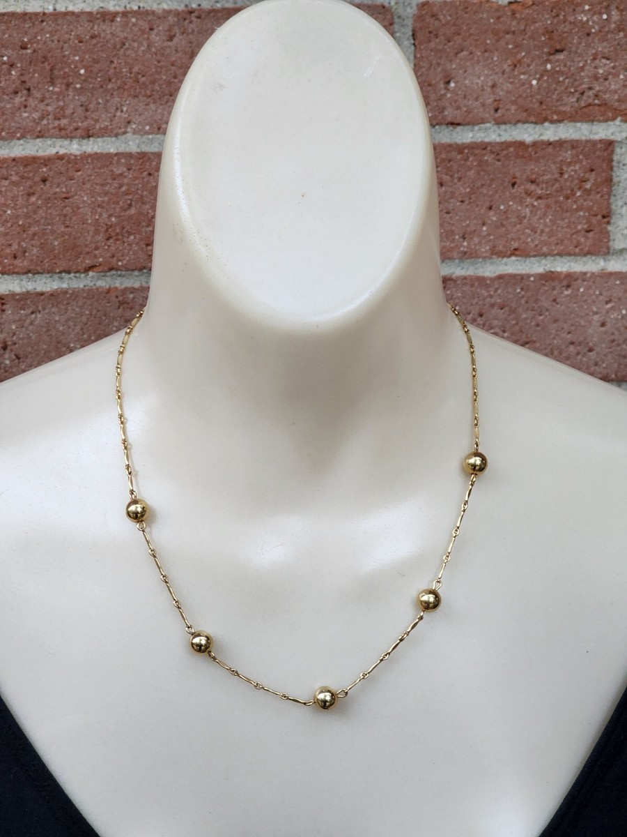 Vintage Signed 1928 Brand Dainty Chain Gold Tone Ball Necklaces | eBay