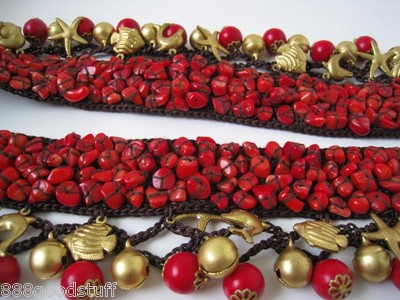 New Lady Red Corals beads Handmade rare unique style Waist  display picture 2