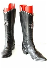 MITICA pointed studded leather boots silver patterns size 36 VGC