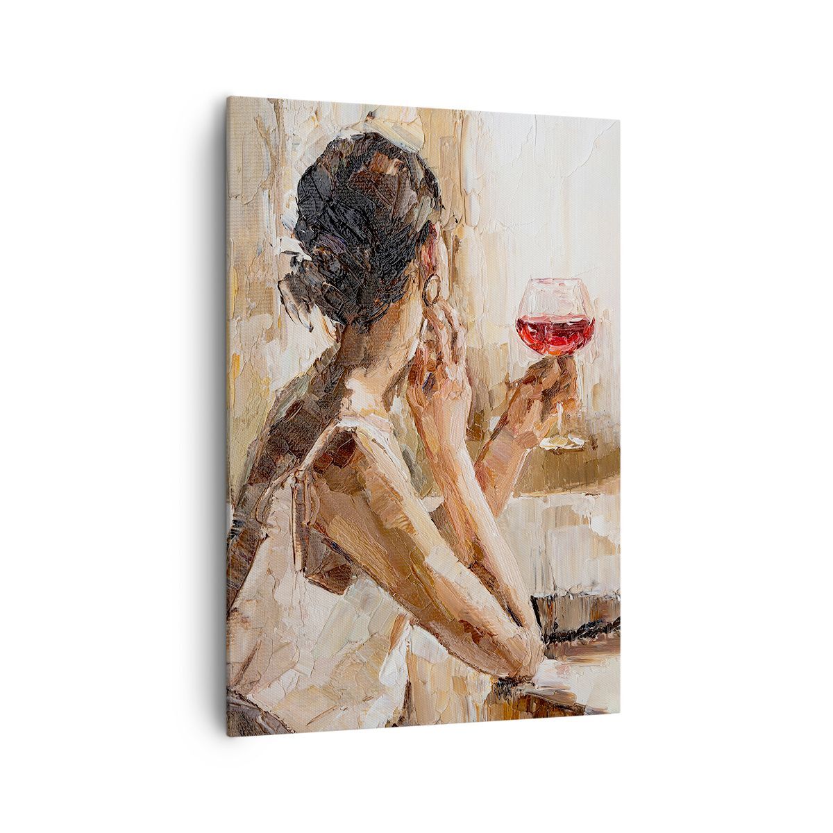 Quadro su Tela 70x100cm Donna Vino Ritratto Stampe Immagini Quadri Murale
