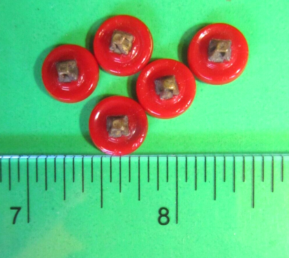5) VINTAGE GOLD LUSTER DECOR RED GLASS 4-WAY METAL BOX SHANK DOLL