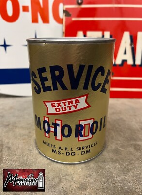 #ad #ad FULL Vtg SERVICE MOTOR OIL Extra Duty Can 1 qt Gas amp; Oil $60.00