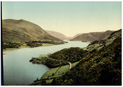 Lake District. Thirlmere and Helvellyn.  Vintage PC photochromie, photochromi