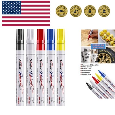 Paint Marker Pens - 5 Colors Permanent Oil Based Paint Markers, Medium Tip, Q...