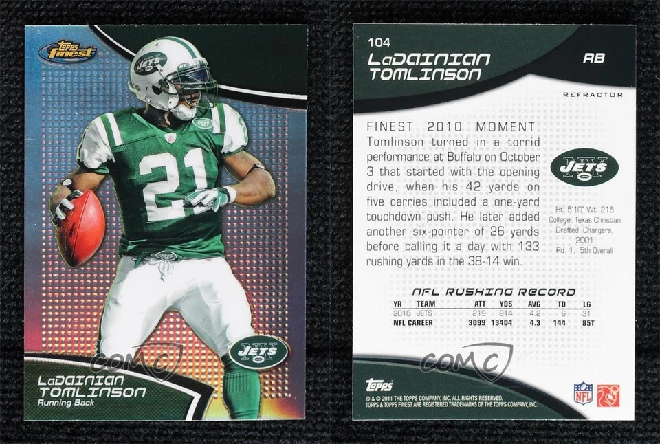 2011 Topps Finest Refractor LaDainian Tomlinson #104 HOF - Image 3 of 3