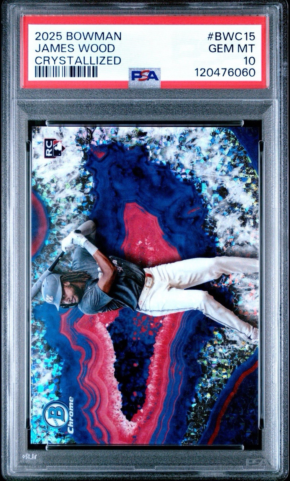 JAMES WOOD 2025 BOWMAN CHROME CRYSTALLIZED ROOKIE SSP PSA 10
