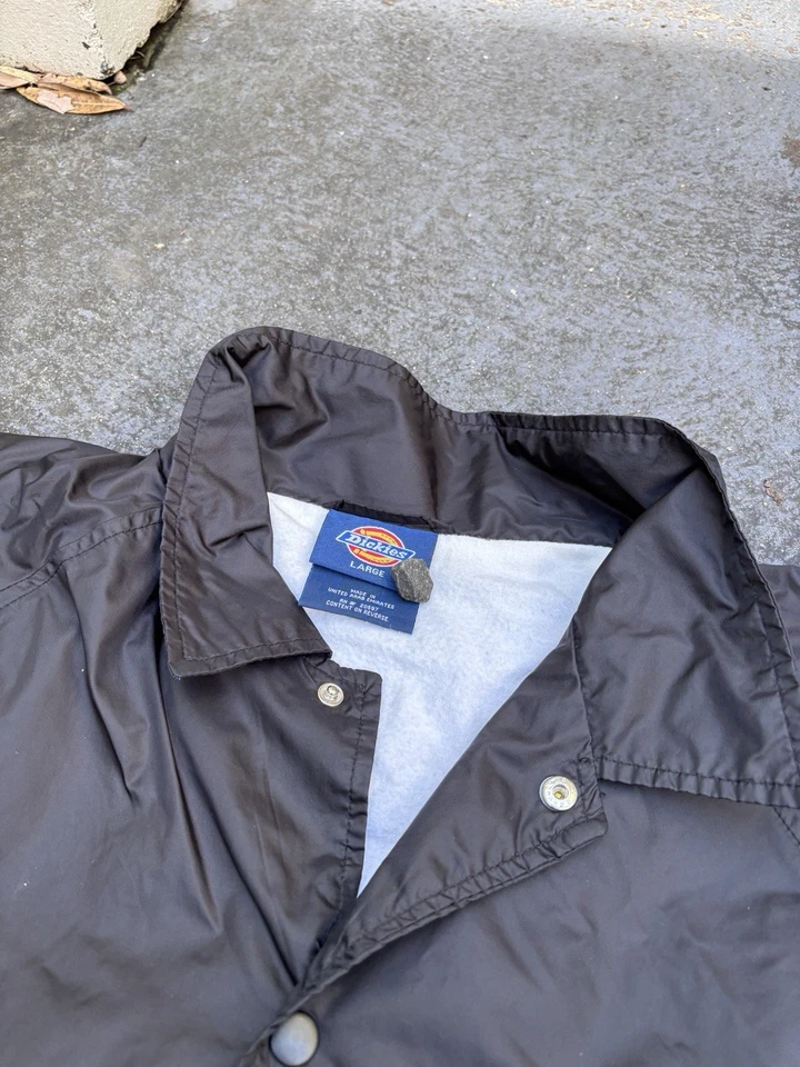 Vintage Y2K Dickies Coaches Jacket Size L Navy Button Up Nylon Windbreaker - image 3 of 4