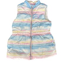 Calvin Klein Girls Puffer Vest Pink Blue Yellow Zip Front Size 5