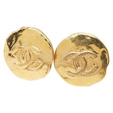 Chanel Coco Mark Round Earrings Women Gold One Size