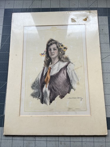 Antique Edwardian Womens Clothing Fashion Art Color Print 9x12 Matted - Picture 5 of 6