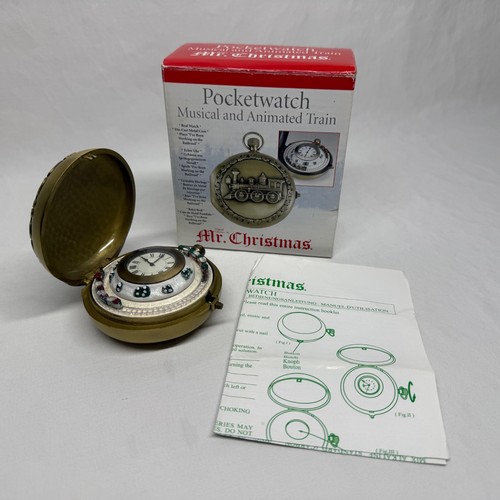 Mr. Christmas Musical & Animated Train Pocket Watch with Die-Cast Metal Case